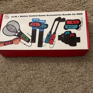 10-in-1 Motion Control Game Accessories Bundle - Red & Blue